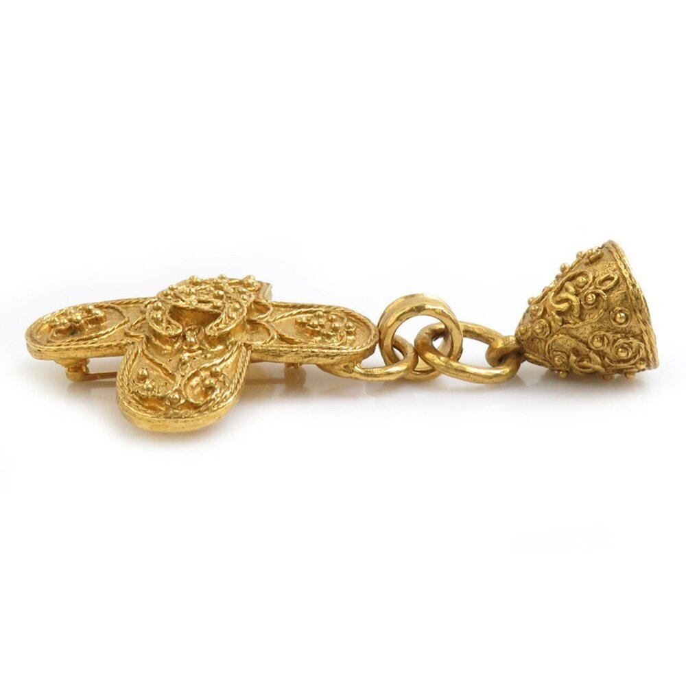 CHANEL Authentic Gold Logo Brooch - Picture 3 of 5